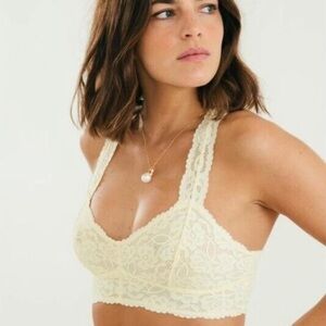 Free People Galloon Lace Bralette Racerback Yellow Womens